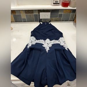 Vintage floral summer blue dress